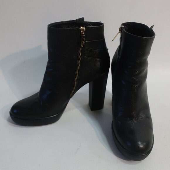 Authentic Womens Hogan Black Leather Platform Block Heel Zip Booties 40 US/10 - Picture 3 of 16